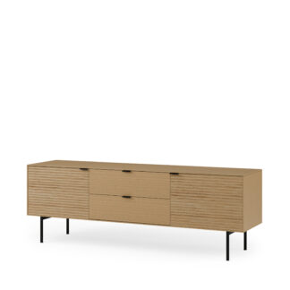 Mueble TV 160 TULSA roble pata metal (2 puertas + 2 cajones)