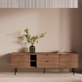 Mueble TV 180 TULSA nogal pata metal (2 puertas + 2 cajones + 2 huecos)