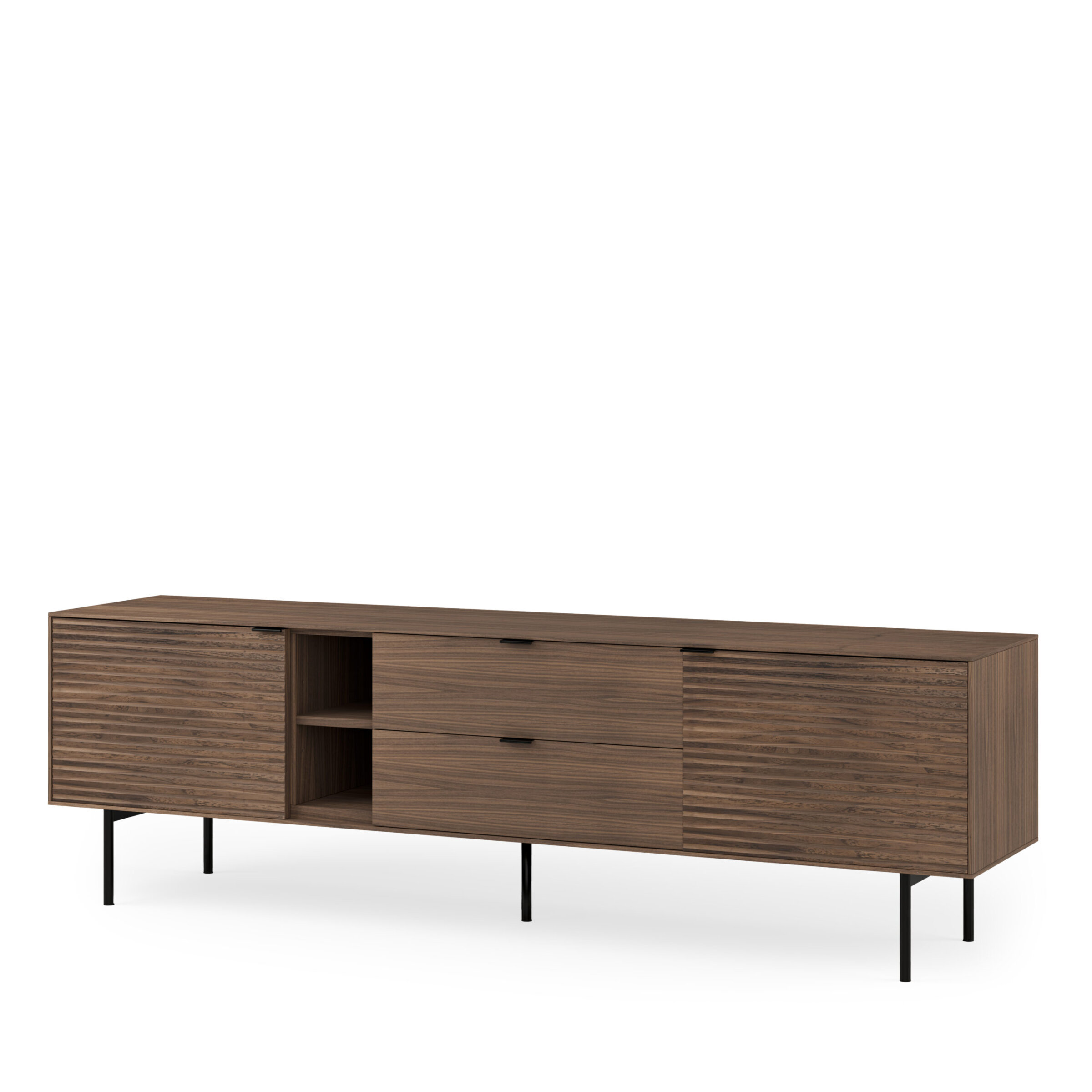Mueble TV 180 TULSA nogal pata metal (2 puertas + 2 cajones + 2 huecos) - Image 3