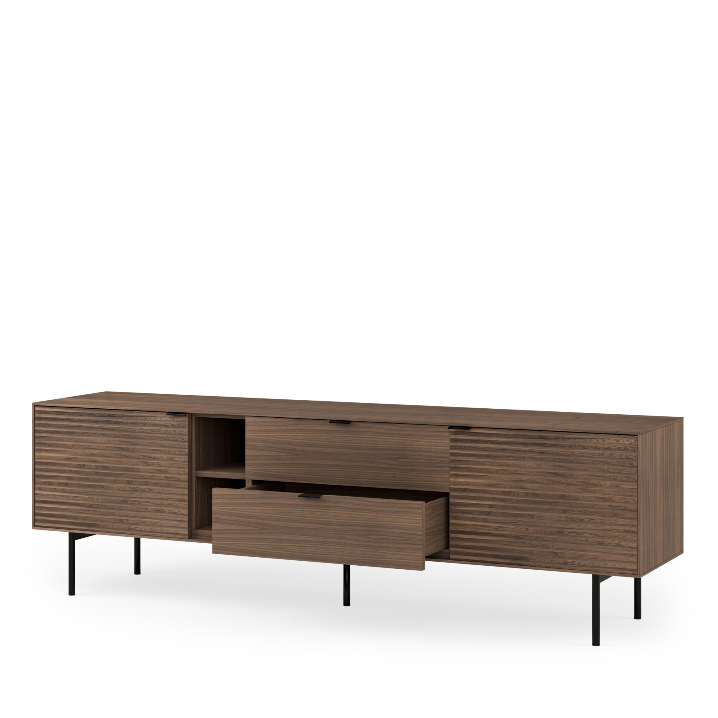 Mueble TV 180 TULSA nogal pata metal (2 puertas + 2 cajones + 2 huecos) - Image 8