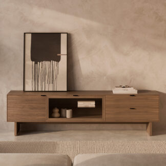 Mueble TV 200 TULSA nogal pata madera (2 puertas + 2 cajones)