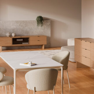 Mueble TV 200 TULSA roble pata madera (2 puertas + 2 cajones)