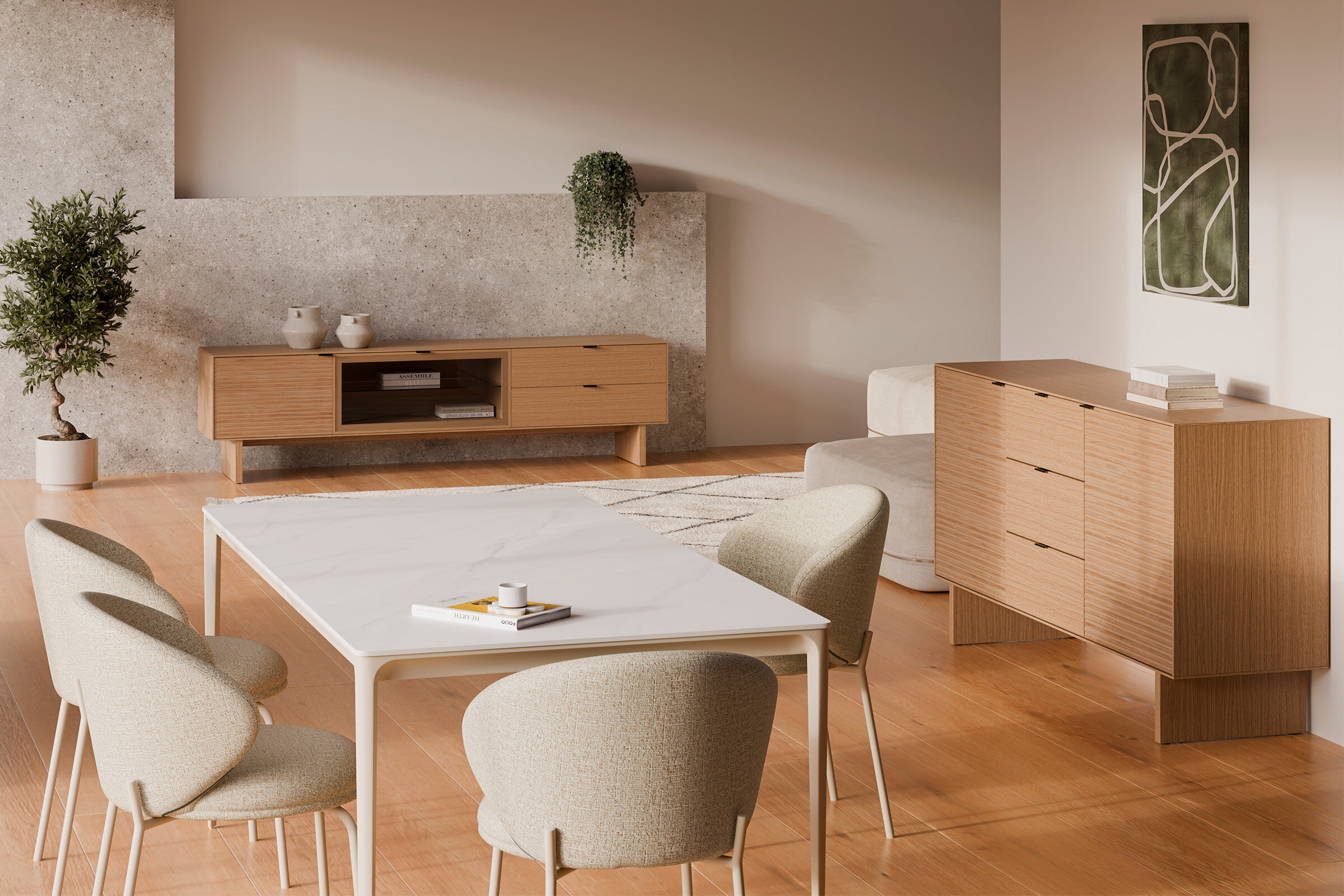 Mueble TV 200 TULSA roble pata madera (2 puertas + 2 cajones)