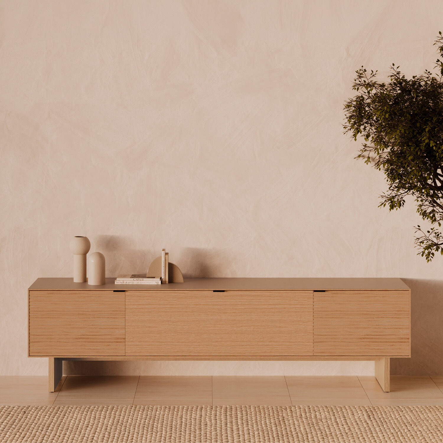 Mueble TV 200 TULSA roble pata madera (3 puertas) - Image 2