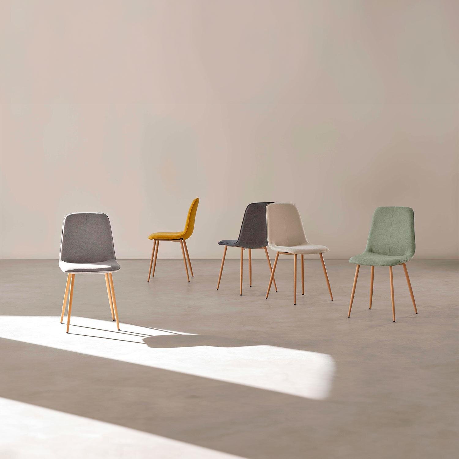 Silla ILIANA beige (pata símil roble) - Image 7