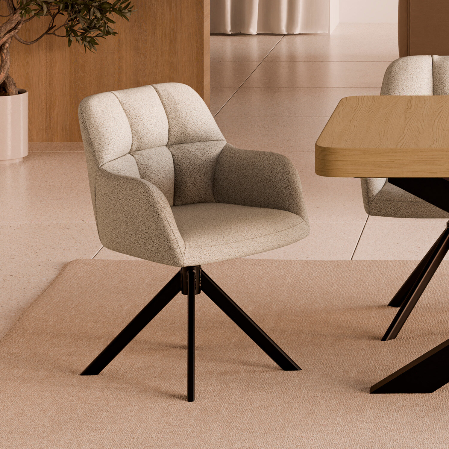 Silla TAIMI beige (pata negra) - Image 2