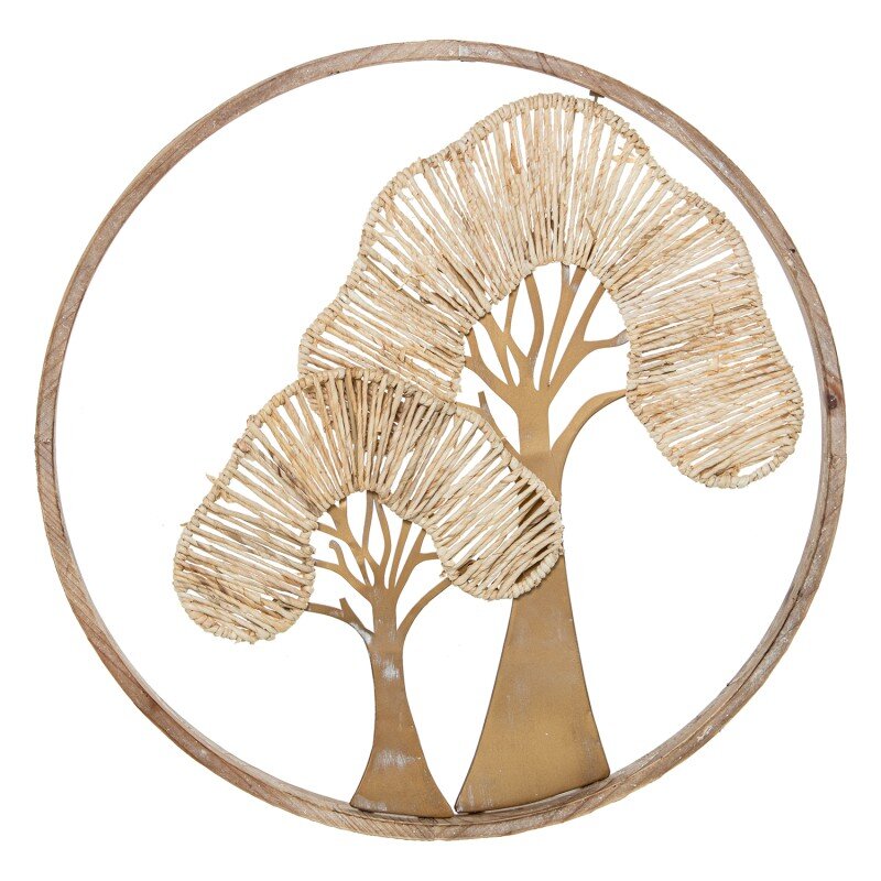 Adorno Pared Madera/metal 61cm Árboles Dorados Ø61x3,5cm