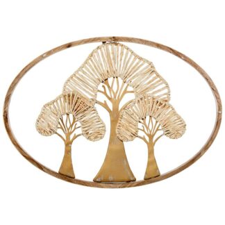 Adorno Pared Madera/metal 65x46cm Árboles Dorados 66x3x47cm