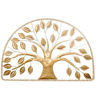 Adorno Pared Metal 120x80cm Árbol Dorado 120x6x80cm