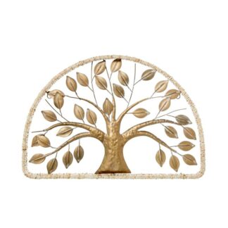 Adorno Pared Metal 61x41cm Árbol Dorado 61x6x41cm