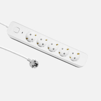 Alargadera Dalton C/cable 3m 3gx1,5mm Blanco/gris 5enchufes+interruptor,prtotecc.para Niños, Indicador luminoso 4x5x31cm