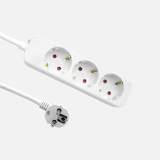 Alargadera Florey Cable 1,5m 3gx1,5mm2, 3enchufes Blanco 4x4x16cm