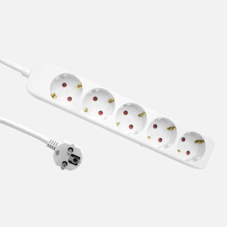 Alargadera Florey Cable 1,5m 3gx1,5mm2, 5enchufes Blanco 4x5x24cm