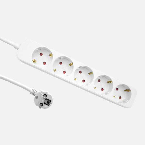 Alargadera Florey Cable 3m 3gx1,5mm2, 5enchufes Blanco 4x4x25cm