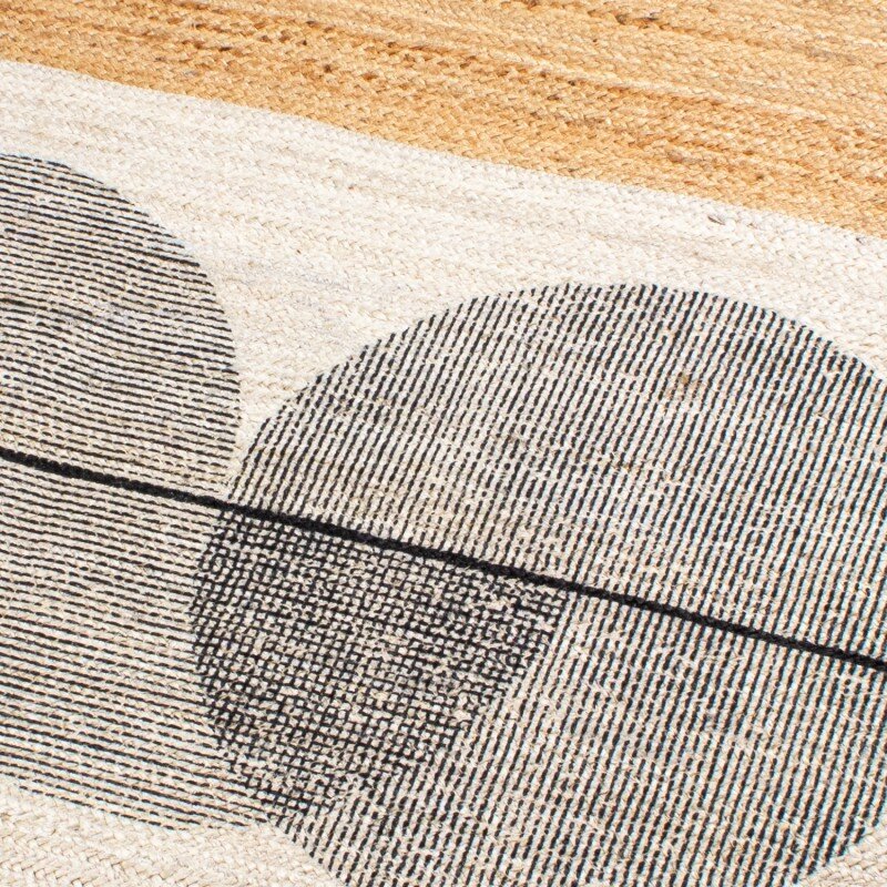 Alfombra Yute 120x170cm Natural/blanco C/círculos Negros 120x170cm - Image 3
