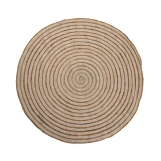 ALFOMBRA YUTE BLANCA CON FORMA ESPIRAL
