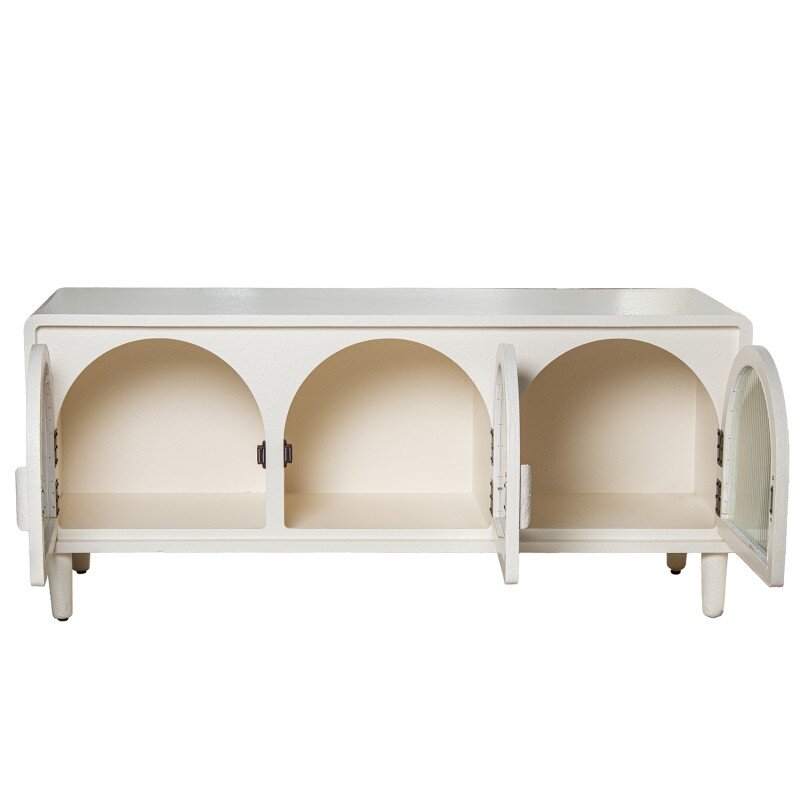 Aparador Madera Blanco C/3 Puertas De Cristal 120x42x53cm, Madera Dm+crista - Image 2