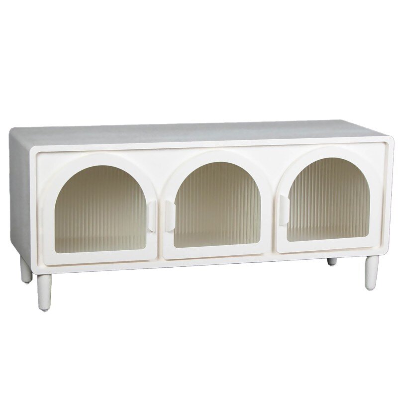 Aparador Madera Blanco C/3 Puertas De Cristal 120x42x53cm, Madera Dm+crista - Image 6