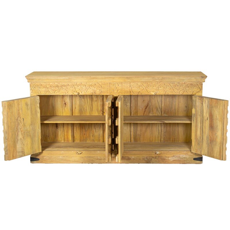 Aparador Madera Mango Decorado C/4 Puertas 180x40x90cm - Image 3