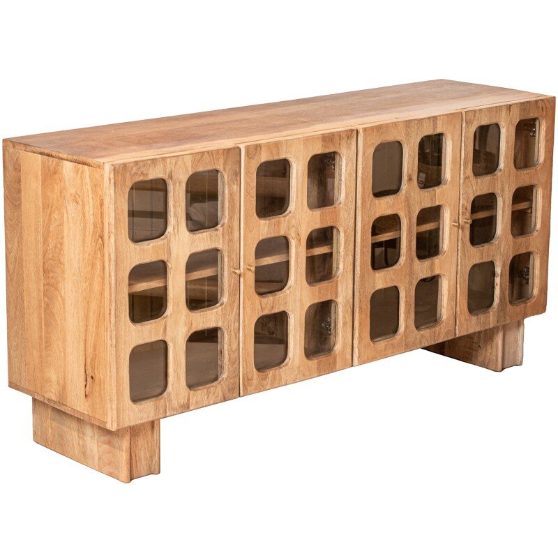 Aparador Madera Mango Y Cristal 4 Puertas 152x42x75cm - Image 6