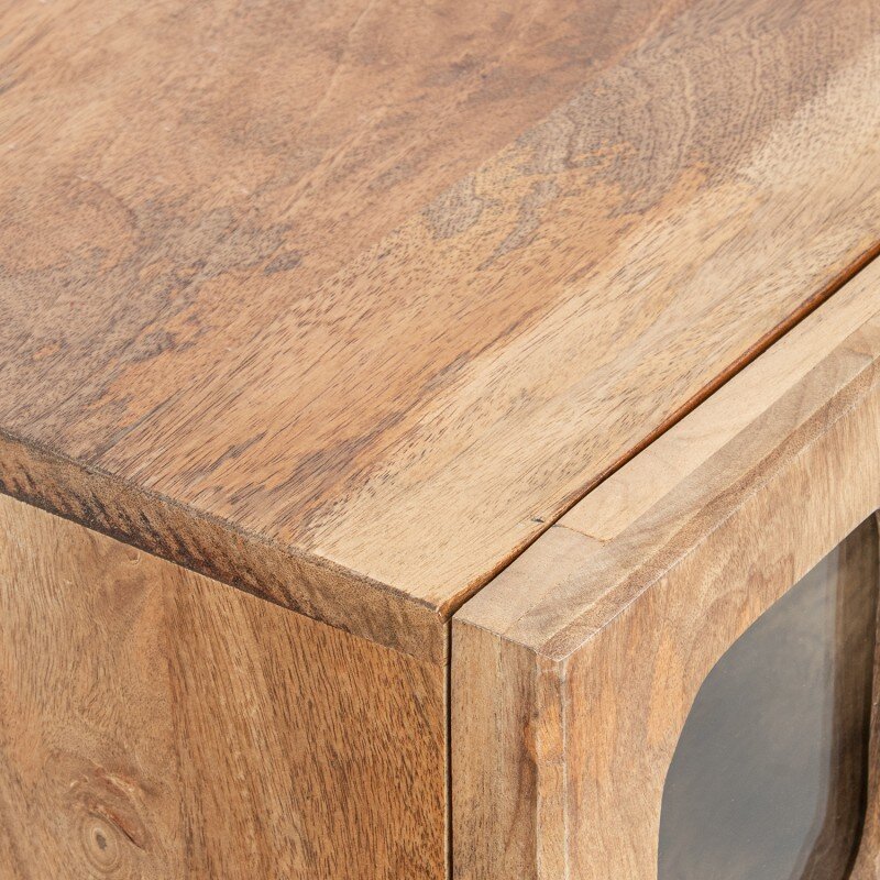Aparador Madera Mango Y Cristal 4 Puertas 152x42x75cm - Image 8