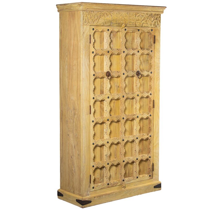 Armario Madera Mango Decorado C/2 Puertas 100x40x180cm