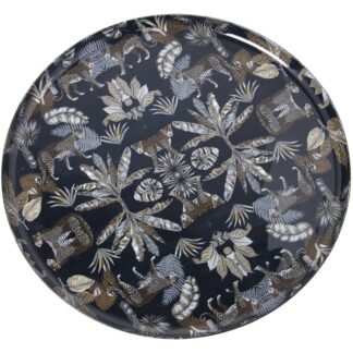 Bandeja Metal Esmaltado Leopardos Ø33x1,5cm