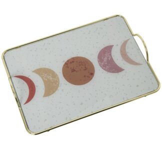 Bandeja Metal/cristal Luna 35x20x5cm