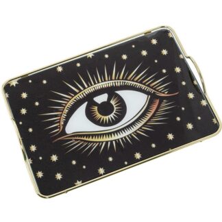Bandeja Metal/cristal Negro Ojo 35x20x5cm