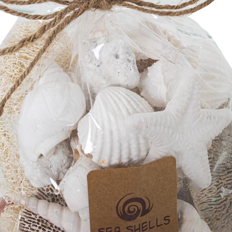Bolsa Conchas Blancas Surtidasc/esponjas, Estrella Mar, Pied Bolsa:12x8x12/23cm Peso:380gr - Image 2