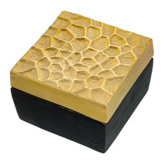 Caja Cuadrada Aluminio Negro C/tapa Oro 12x12x9cm