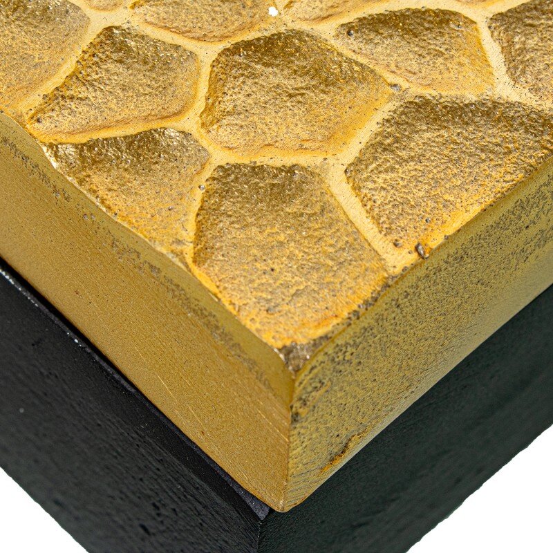 Caja Cuadrada Aluminio Negro C/tapa Oro 12x12x9cm - Image 3