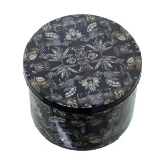 Caja Metal Esmaltado Leopardos Ø19x13cm