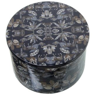 Caja Metal Esmaltado Leopardos Ø22x15cm