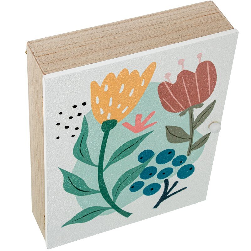 Caja Porta Llaves Madera Deco. Flores Amarilla/roja 20x5,5x26cm - Image 7