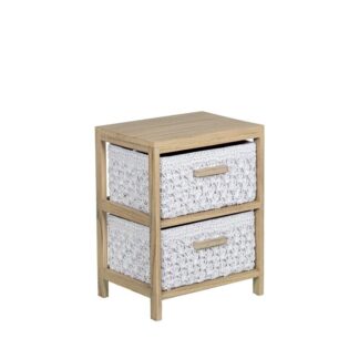 Cajonera Madera C/2 Cajones Tela, Madera Paulownia 40x30x52cm Cajones:36x28x19cm