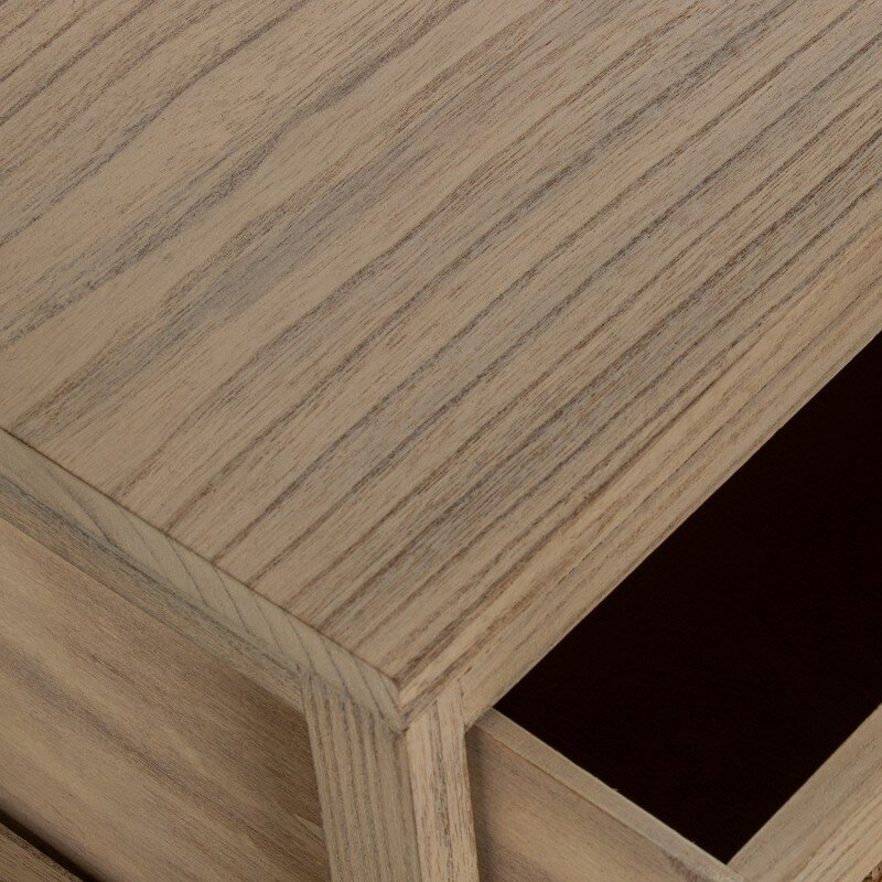 Cajonera Madera C/4 Cajones Mimbre Deco. Hoja, Madera Paulow 40x30x94cm Cajones:36x28x19cm - Image 5