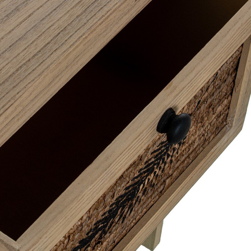 Cajonera Madera C/4 Cajones Mimbre Deco. Hoja, Madera Paulow 40x30x94cm Cajones:36x28x19cm - Image 6
