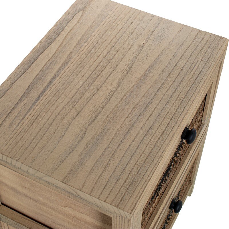 Cajonera Madera C/4 Cajones Mimbre Deco. Hoja, Madera Paulow 40x30x94cm Cajones:36x28x19cm - Image 7
