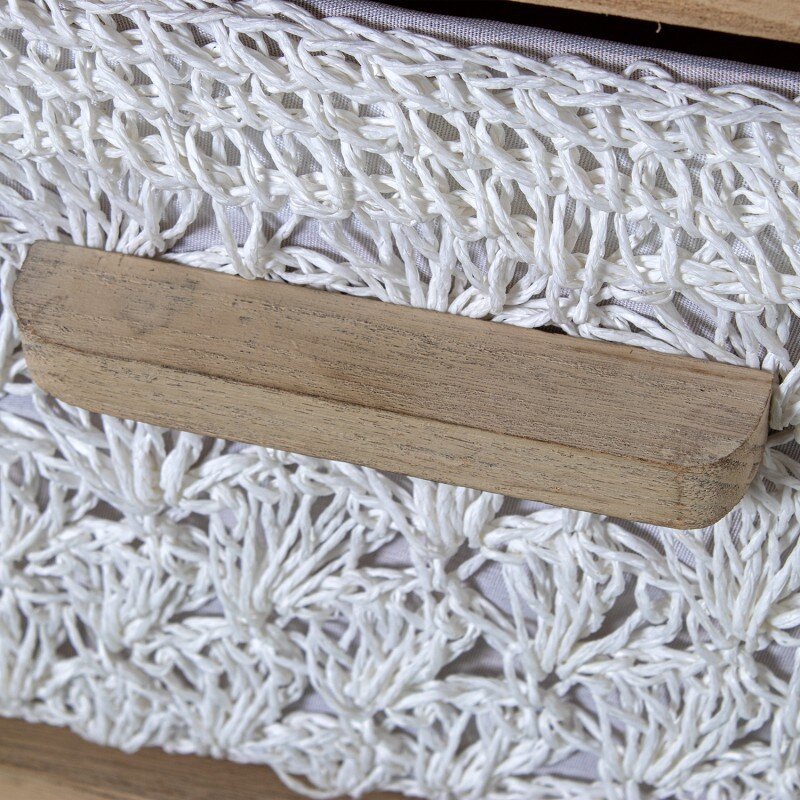 Cajonera Madera C/4 Cajones Tela, Madera Paulownia 40x30x94cm Cajones:36x28x19cm - Image 3