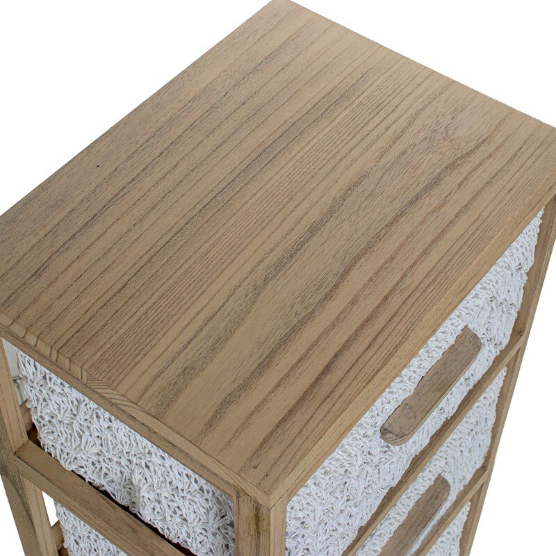 Cajonera Madera C/4 Cajones Tela, Madera Paulownia 40x30x94cm Cajones:36x28x19cm - Image 4