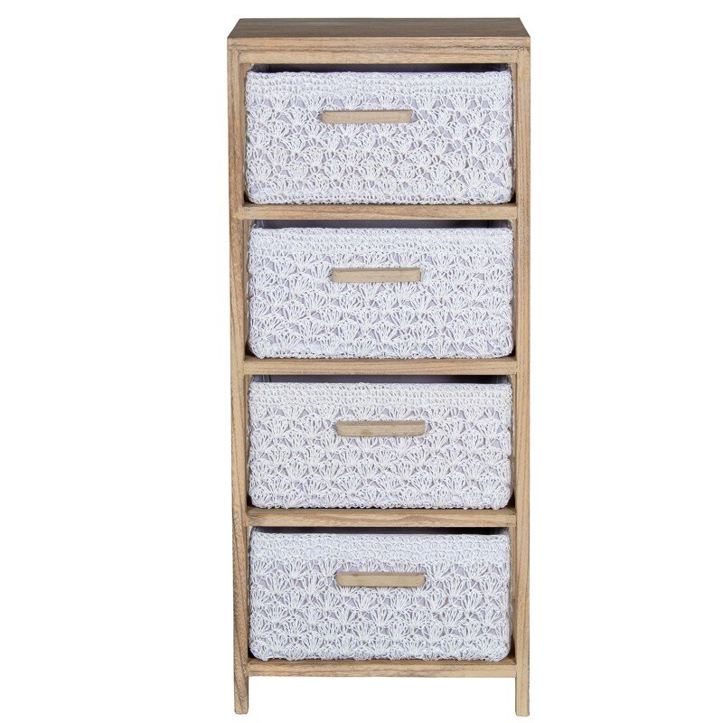 Cajonera Madera C/4 Cajones Tela, Madera Paulownia 40x30x94cm Cajones:36x28x19cm - Image 6