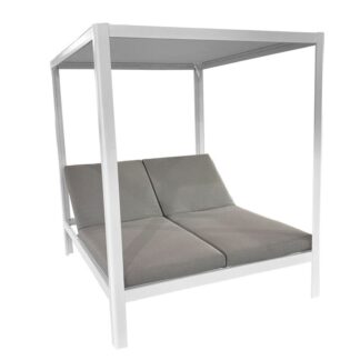 Cama Balinesa Aluminio Blanco Textileno Gris 205x166x200cm