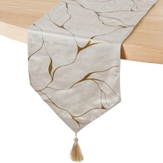 Camino De Mesa 30x180cm Crema/oro 100% Poliéster 30x180cm