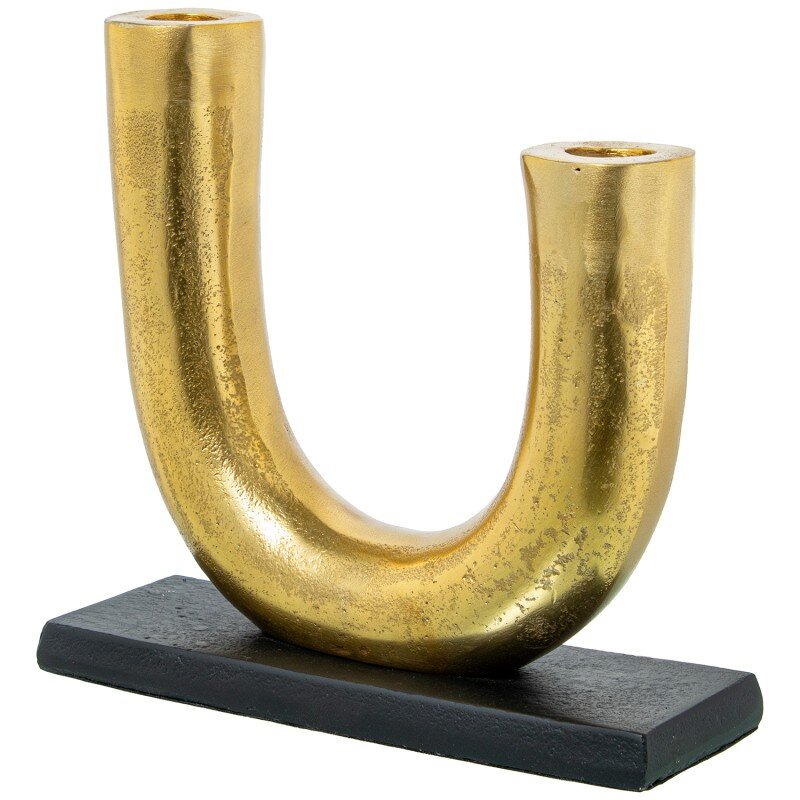 Candelabro 2 Brazos Aluminio Oro C/base Negra 21x8x20cm Para Velas Ø2,4cm - Image 5