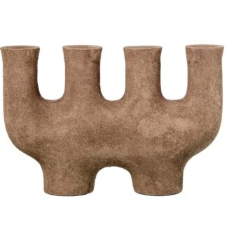 Candelabro 4 Brazos Aluminio Marrón Rugoso 31x9x20cm Para Velas Ø2cm