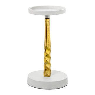 Candelabro Aluminio 21cm Oro/blanco Ø12x21cm Para Velas Ø9cm