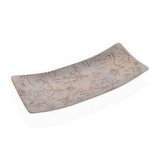 CENTRO DE MESA RECTANGULO DORADO CON FLORES