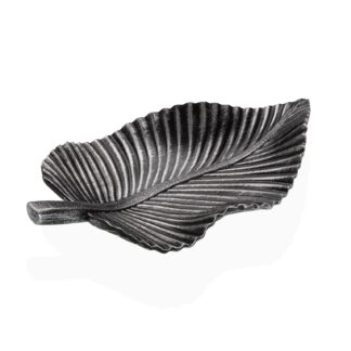 CENTRO PLATEADO CON FORMA DE HOJA DE 35 CM