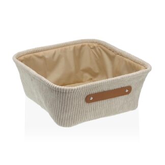 CESTA CORDUROY BEIGE CUADRADA